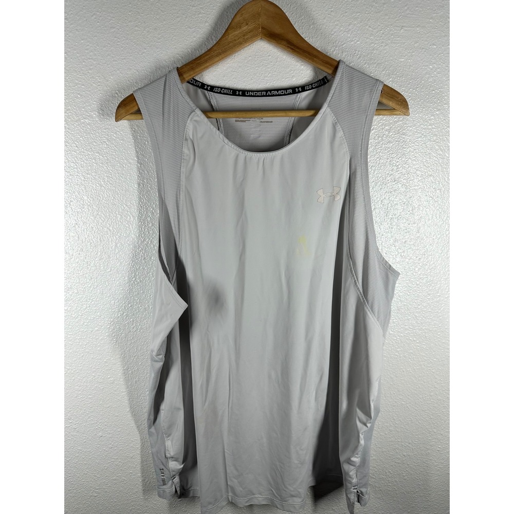 Under Armour Tank Top Mens XL Gray Iso-Chill Fitted HeatGear Sleeveless Training